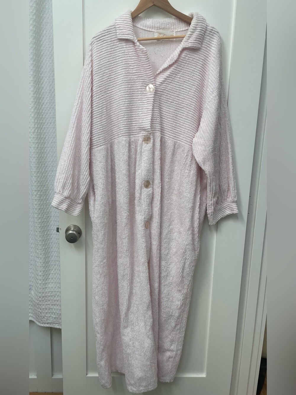 Vintage Herbcraft Size 1X Pink Chenille Dressing Gown Robe Long Heavy USA